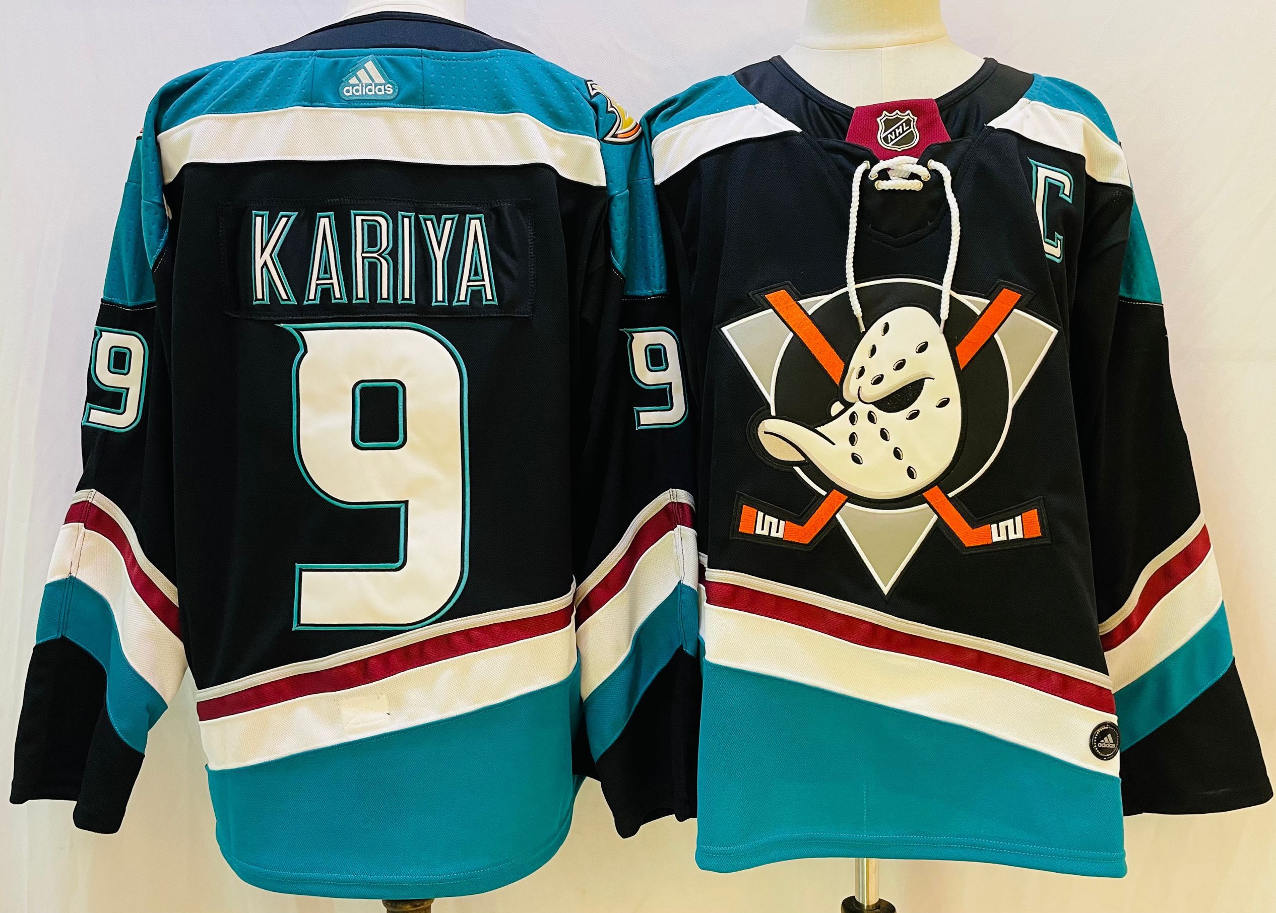 Men Anaheim Ducks #9 Kariya Black Throwback 2022 Adidas NHL Jersey